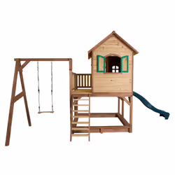 AXI Classic Maison Liam avec Simple Balançoire Marron/vert - Toboggan Vert - Vue supplémentaire 4