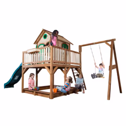 AXI Classic Maison Liam avec Simple Balançoire Marron/vert - Toboggan Vert - Vue supplémentaire 5