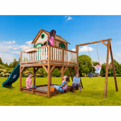 AXI Classic Maison Liam avec Simple Balançoire Marron/vert - Toboggan Vert - Vue supplémentaire 8