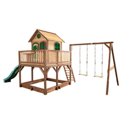 AXI Classic Maison Liam avec Double Balançoire Marron/vert - Toboggan Vert