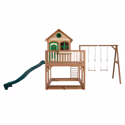 AXI Classic Maison Liam avec Double Balançoire Marron/vert - Toboggan Vert