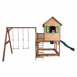 AXI Classic Maison Liam avec Double Balançoire Marron/vert - Toboggan Vert