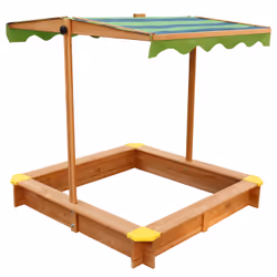 AXI Bac à sable Lily avec parasol, Ciel de lit, 1180 mm, 1180 mm, Bois, Marron, Bac à sable