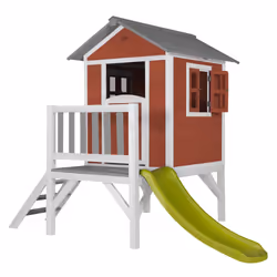 AXI Lodge XL Playhouse Scandinavian Red - Lime green Slide, Salle de jeux sur pilotis, 2 an(s), Toboggan, Multicolore