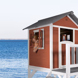 AXI Lodge XL Playhouse Scandinavian Red - Lime green Slide - Vue supplémentaire 10