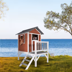 AXI Lodge XL Playhouse Scandinavian Red - Lime green Slide - Vue supplémentaire 11