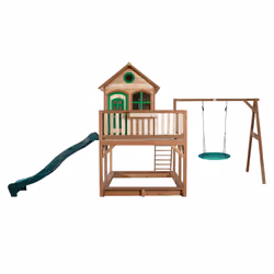AXI Classic Liam Maisonnette, avec balançoire Nid "Summer" marron/vert - Toboggan Vert