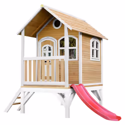 AXI Classic Tom Maisonnette marron/blanc - Toboggan Rouge, Salle de jeux sur pilotis, 2 an(s), 1 portes(s), Toboggan, Marron, ...