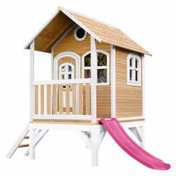 AXI Classic Tom Maisonnette marron/blanc - Toboggan Violet, Salle de jeux sur pilotis, 2 an(s), 1 portes(s), Toboggan, Marron ...