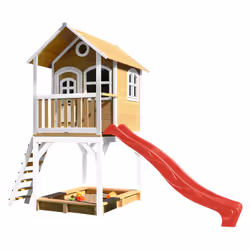 AXI Classic Sarah Maisonnette marron/blanc - Toboggan Rouge, Salle de jeux sur pilotis, 3 an(s), 1 portes(s), Toboggan, Marro ...