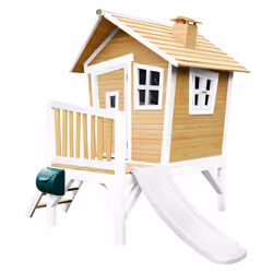 AXI Crooked Robin Maisonnette, marron/blanc - Toboggan Blanc, Salle de jeux sur pilotis, 2 an(s), 1 portes(s), Toboggan, Marr ...