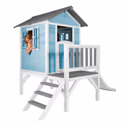 AXI Beach Lodge XL Playhouse Caribbean Blue - Toboggan Blanc
