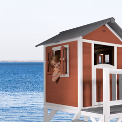AXI Beach Lodge XL Playhouse Scandinavian Red - Toboggan Blanc - Vue supplémentaire 8
