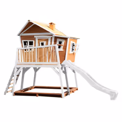 AXI Crooked Max Maisonnette, marron/blanc - Toboggan Blanc, Salle de jeux sur pilotis, 3 an(s), 1 portes(s), Toboggan, Marron ...