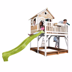 AXI Classic Liam Maisonnette, avec 1 balançoire marron/blanc - Toboggan Vert citron - Vue supplémentaire 6