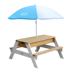 AXI Nick Table Picnic Sable et Eau marron/blanc - avec Parasol bleu/ blanc