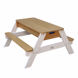AXI Nick Table Picnic Sable et Eau marron/blanc - avec Parasol bleu/ blanc