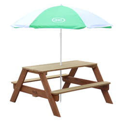 AXI Nick Table Picnic marron - avec Parasol vert/ blanc