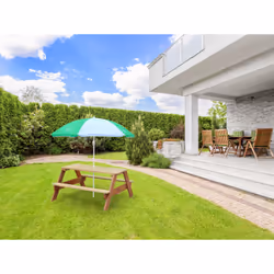 AXI Nick Table Picnic marron - avec Parasol vert/ blanc - Vue supplémentaire 10
