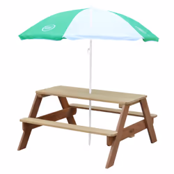 AXI Nick Table Picnic marron - avec Parasol vert/ blanc - Vue supplémentaire 3
