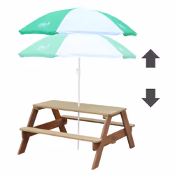 AXI Nick Table Picnic marron - avec Parasol vert/ blanc - Vue supplémentaire 5