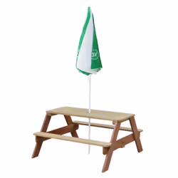 AXI Nick Table Picnic marron - avec Parasol vert/ blanc - Vue supplémentaire 6