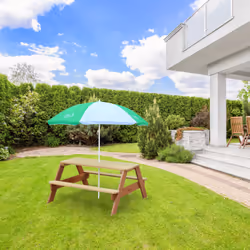 AXI Nick Table Picnic marron - avec Parasol vert/ blanc - Vue supplémentaire 9