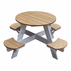 AXI UFO Table Picnic Round marron/blanc, Extérieure, Marron, Bois, Chine, CE, FSC 100%, 4 personne(s)