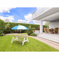 AXI Nick Table Picnic marron/blanc - avec Parasol bleu/ blanc - Vue supplémentaire 10