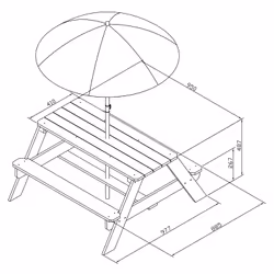 AXI Nick Table Picnic marron/blanc - avec Parasol bleu/ blanc - Vue supplémentaire 11