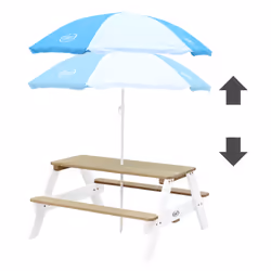 AXI Nick Table Picnic marron/blanc - avec Parasol bleu/ blanc - Vue supplémentaire 5