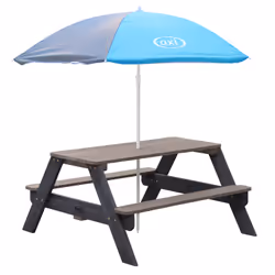 AXI Nick Table Picnic Anthracite/gris - avec Parasol bleu/gris