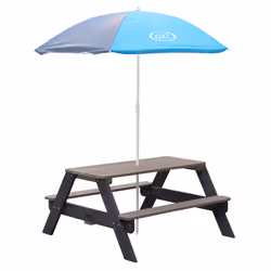 AXI Nick Table Picnic Anthracite/gris - avec Parasol bleu/gris
