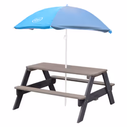 AXI Nick Table Picnic Anthracite/gris - avec Parasol bleu/gris