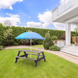 AXI Nick Table Picnic Anthracite/gris - avec Parasol bleu/gris - Vue supplémentaire 9