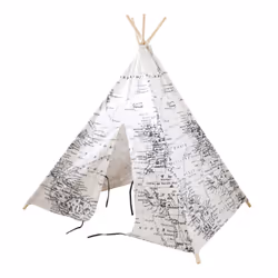 Sunny Tipi World Map Noir et Blanc, Tente, 3 an(s), Coton, Bois, Noir, Blanc, 3 kg