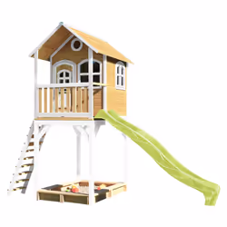 AXI Classic Romy Maisonnette, marron/blanc - Toboggan Vert citron, Salle de jeux sur pilotis, 3 an(s), 1 portes(s), Toboggan, ...