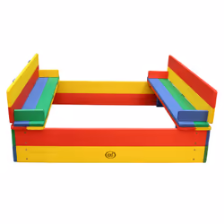 AXI Bac à sable avec bancs Ella Arc-en-ciel, 950 mm, Rectangle, 1000 mm, Bois, Bleu, Vert, Rouge, Jaune, Bac à sable