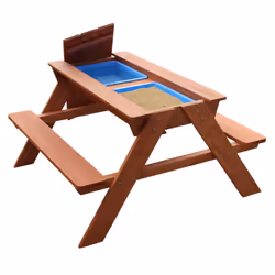 Sunny Dave Table De Pique Nique Bac à Sable et Eau Marron, Bac à sable et bac d'eau, Extérieure, 3 an(s), Plastique, Bois, Ma ...