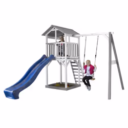 AXI Beach Tower avec 1 balançoire gris/blanc - Toboggan Bleu