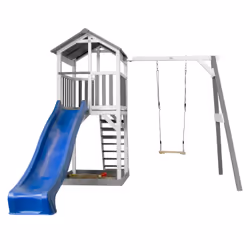 AXI Beach Tower avec 1 balançoire gris/blanc - Toboggan Bleu