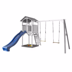AXI Beach Tower avec 1 balançoire gris/blanc - Toboggan Bleu, Salle de jeux sur pilotis, 3 an(s), Toboggan, Bleu, Gris, Blanc
