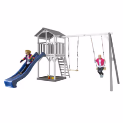 AXI Beach Tower avec 1 balançoire gris/blanc - Toboggan Bleu