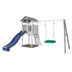 AXI Beach Tower avec balançoire Nid "Summer" gris/blanc - Toboggan Bleu