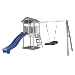 AXI Beach Tower avec balançoire Nid "Roxy" gris/blanc - Toboggan Bleu