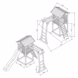 AXI Beach Tower et structure de jeu, gris/blanc - Toboggan Bleu