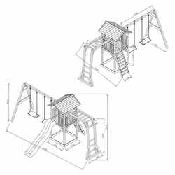 AXI Beach Tower et structure de jeu, avec 2 balançoires gris/blanc - Toboggan Bleu