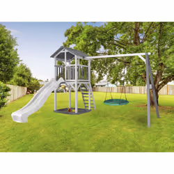 AXI Beach Tower with Summer Nest Swing Grey/white - Toboggan Blanc - Vue supplémentaire 8