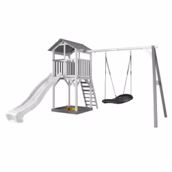 AXI Beach Tower with Roxy Nest Swing Grey/white - Toboggan Blanc