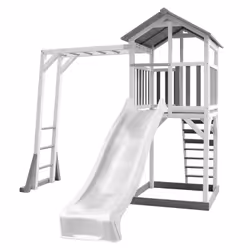 AXI Beach Tower with Climbing Frame Grey/white - Toboggan Blanc, Salle de jeux sur pilotis, 3 an(s), Toboggan, Gris, Blanc